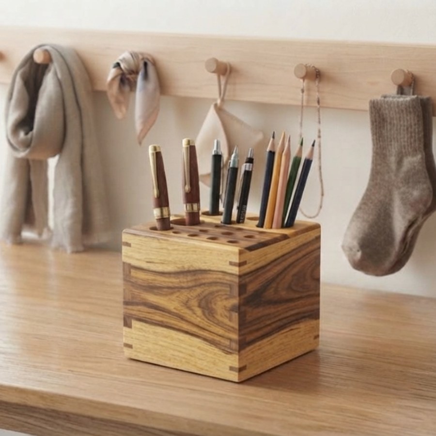 Acacia Drilled Pen Block — 20 Holes