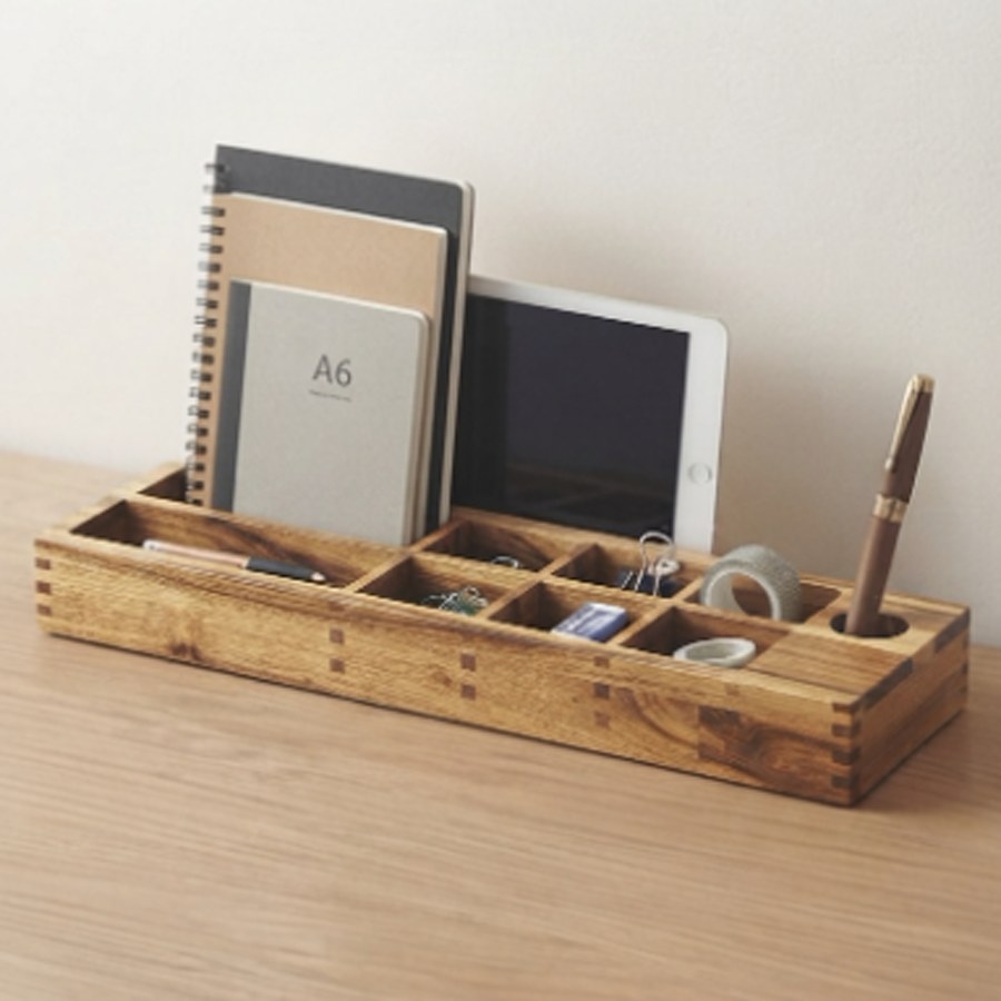 Acacia Long Desk Tray — Notebook & Tablet Rail