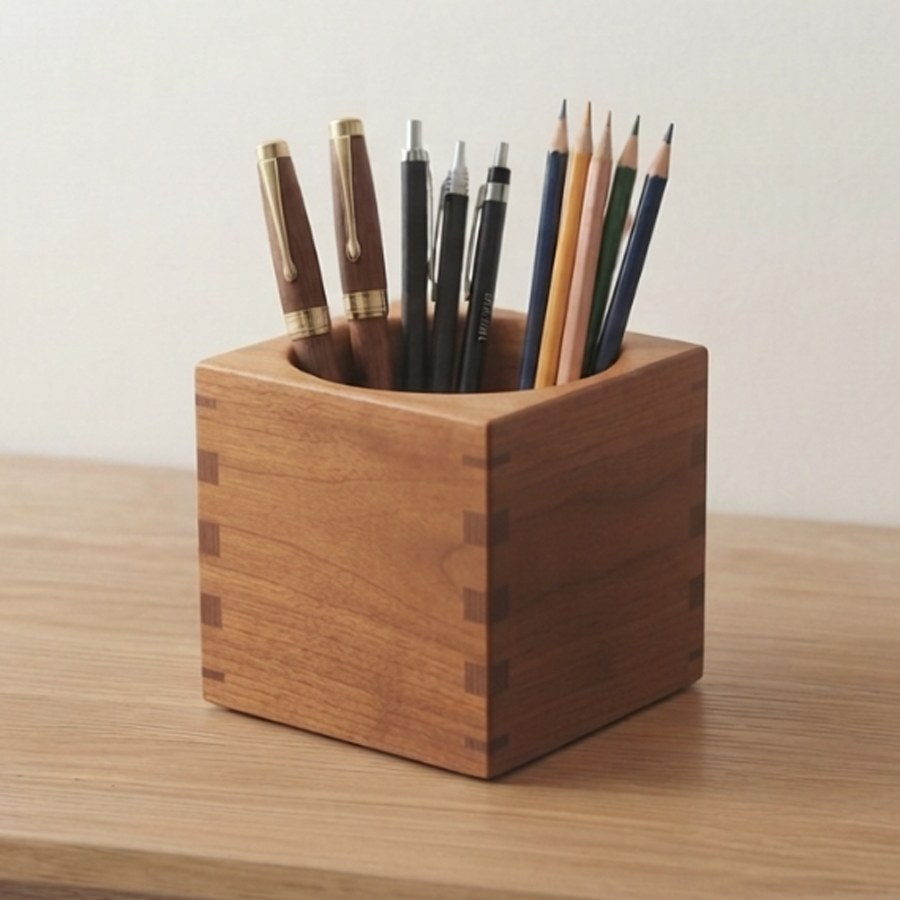 Cherry Pen Cup — Finger-Jointed