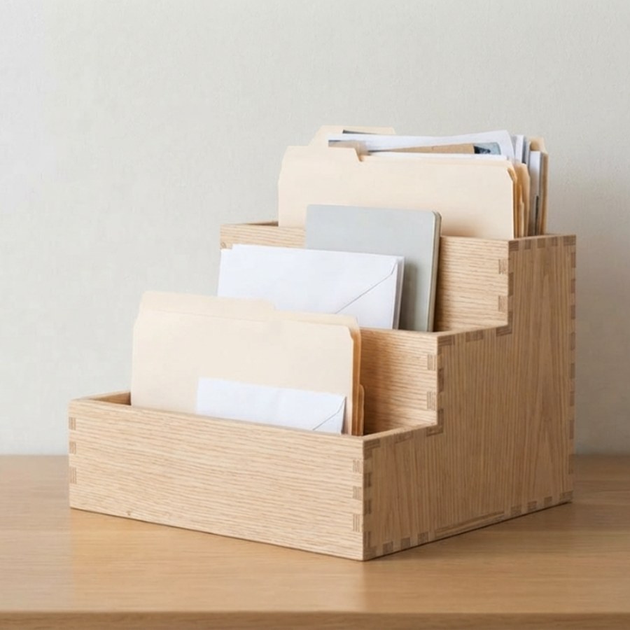 Oak Letter & File Sorter — 3 Tiers