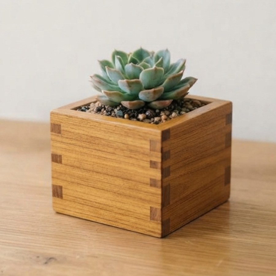 Teak Desk Planter