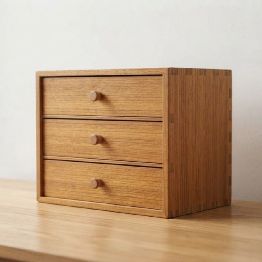Teak Mini Drawer Unit — 3 Drawers