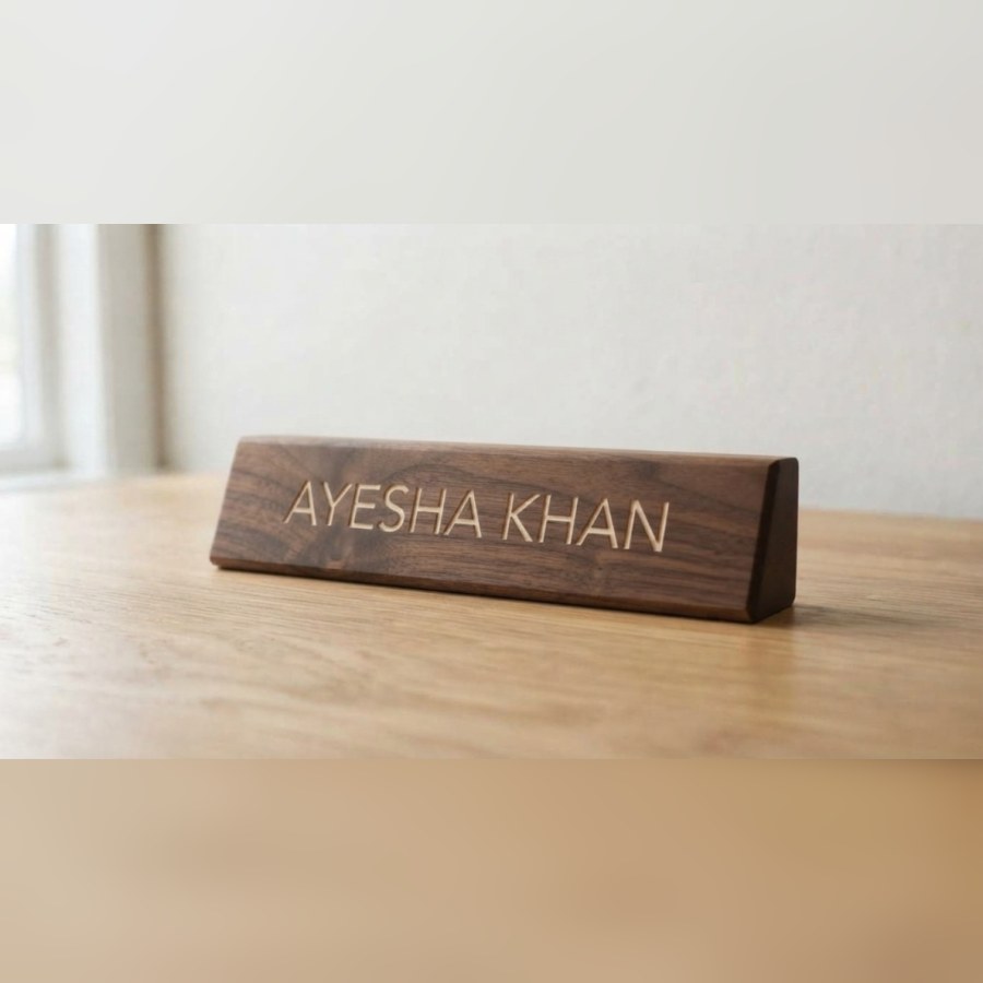 Engraved Walnut Desk Nameplate